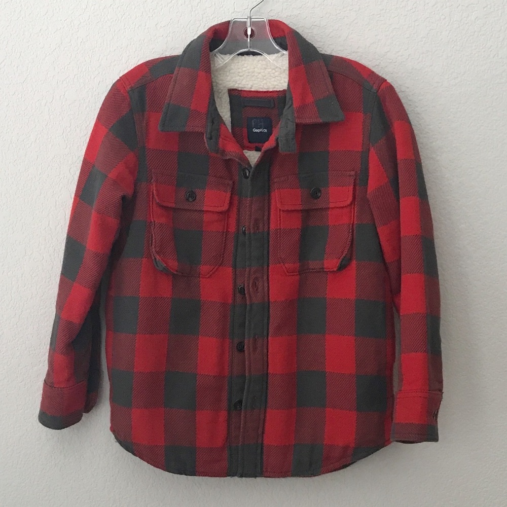 GAP Boys Buffalo Plaid Jacket Sherpa Lined Size M